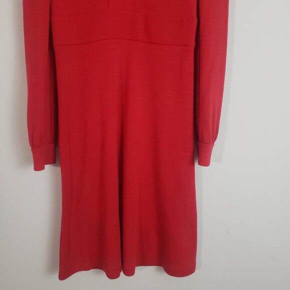 Diane Von Furstenberg Long Sleeve Dress Red 6 Wool Fit & Flare Romantic Classic - Picture 3 of 13